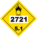 UN 2721 Hazmat Placard, Class 5.1, Vinyl