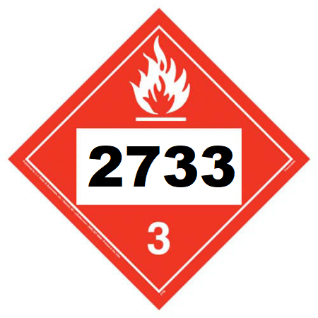 UN 2733 Hazmat Placard, Class 3, Tagboard