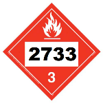 UN 2733 Hazmat Placard, Class 3, Tagboard