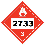 UN 2733 Hazmat Placard, Class 3, Vinyl