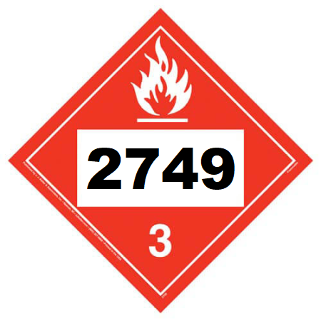 UN 2749 Hazmat Placard, Class 3, Vinyl