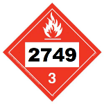 UN 2749 Hazmat Placard, Class 3, Vinyl