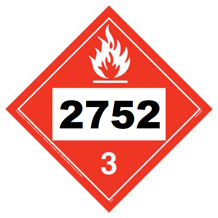 UN 2752 Hazmat Placard, Class 3, Vinyl