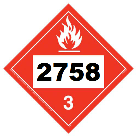 UN 2758 Hazmat Placard, Class 3, Tagboard