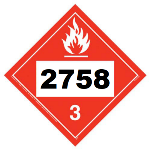 UN 2758 Hazmat Placard, Class 3, Tagboard