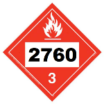 UN 2760 Hazmat Placard, Class 3, Tagboard