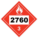 UN 2760 Hazmat Placard, Class 3, Vinyl