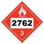 UN 2762 Hazmat Placard, Class 3, Tagboard