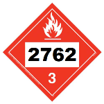 UN 2762 Hazmat Placard, Class 3, Vinyl