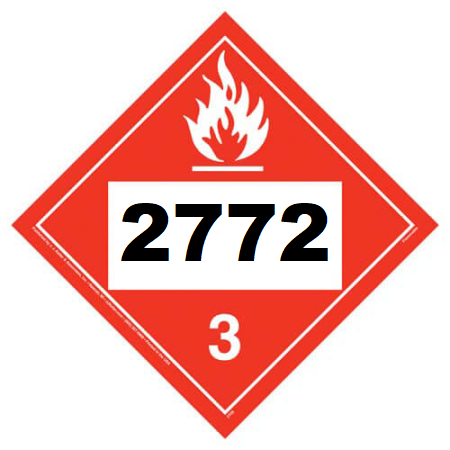 UN 2772 Hazmat Placard, Class 3, Tagboard