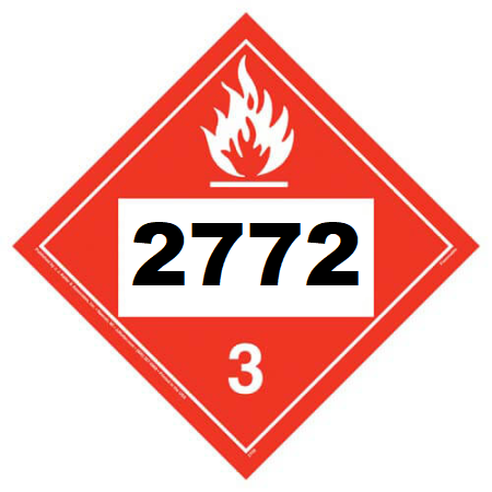 UN 2772 Hazmat Placard, Class 3, Vinyl