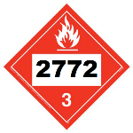 UN 2772 Hazmat Placard, Class 3, Vinyl