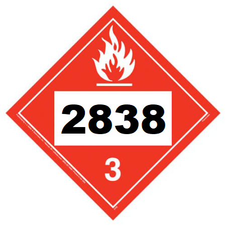 UN 2838 Hazmat Placard, Class 3, Vinyl