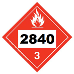 UN 2840 Hazmat Placard, Class 3, Tagboard