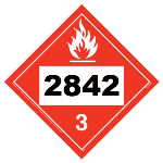 UN 2842 Hazmat Placard, Class 3, Tagboard