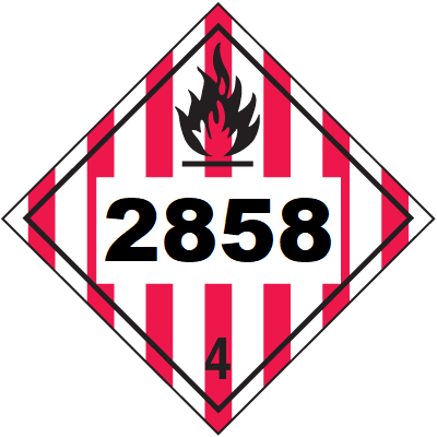 UN 2858 Hazmat Placard, Class 4, Tagboard