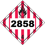 UN 2858 Hazmat Placard, Class 4, Tagboard