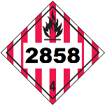 UN 2858 Hazmat Placard, Class 4, Vinyl