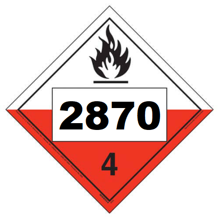 UN 2870 Hazmat Placard, Class 4.2, Tagboard
