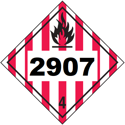 UN 2907 Hazmat Placard, Class 4, Vinyl