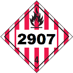 UN 2907 Hazmat Placard, Class 4, Vinyl