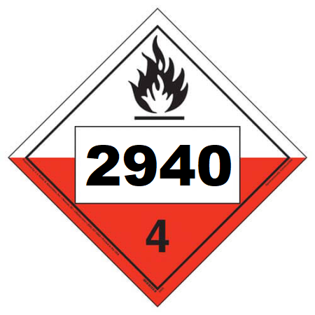 UN 2940 Hazmat Placard, Class 4.2, Vinyl