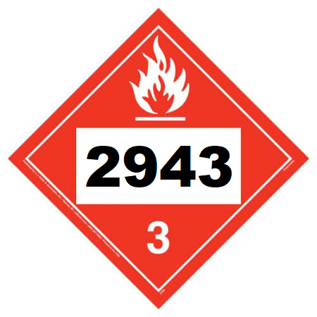 UN 2943 Hazmat Placard, Class 3, Vinyl