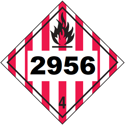 UN 2956 Hazmat Placard, Class 4, Tagboard