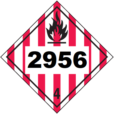 UN 2956 Hazmat Placard, Class 4, Vinyl