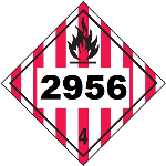UN 2956 Hazmat Placard, Class 4, Tagboard