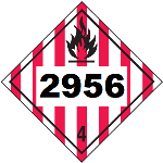 UN 2956 Hazmat Placard, Class 4, Vinyl