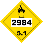 UN 2984 Hazmat Placard, Class 5.1, Tagboard