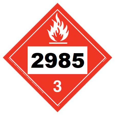 UN 2985 Hazmat Placard, Class 3, Tagboard