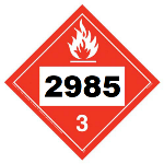 UN 2985 Hazmat Placard, Class 3, Vinyl