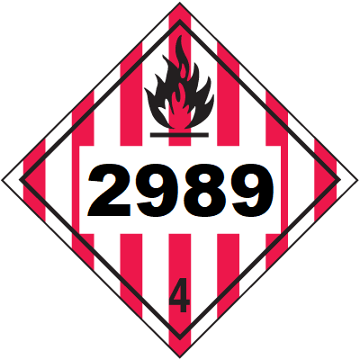 UN 2989 Hazmat Placard, Class 4, Tagboard