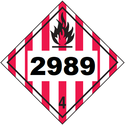 UN 2989 Hazmat Placard, Class 4, Vinyl