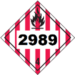 UN 2989 Hazmat Placard, Class 4, Vinyl