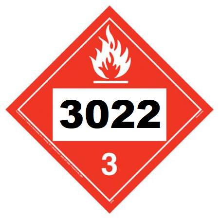 UN 3022 Hazmat Placard, Class 3, Vinyl