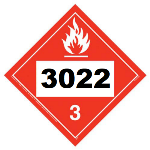 UN 3022 Hazmat Placard, Class 3, Vinyl