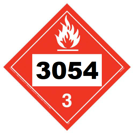 UN 3054 Hazmat Placard, Class 3, Tagboard