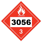 UN 3056 Hazmat Placard, Class 3, Tagboard