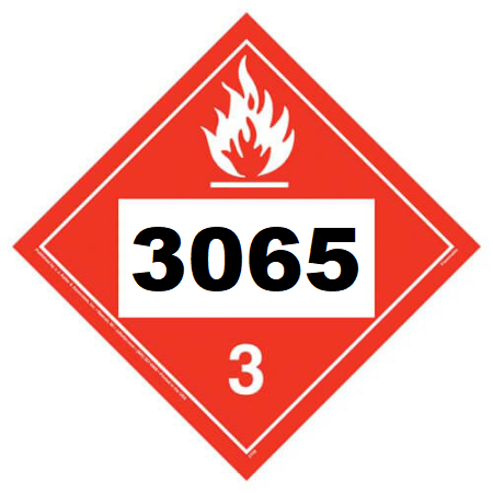 UN 3065 Hazmat Placard, Class 3, Tagboard