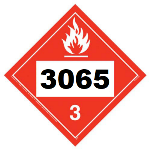 UN 3065 Hazmat Placard, Class 3, Tagboard