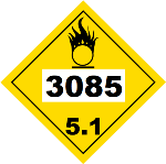 UN 3085 Hazmat Placard, Class 5.1, Vinyl