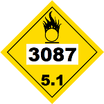 UN 3087 Hazmat Placard, Class 5.1, Tagboard