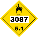 UN 3087 Hazmat Placard, Class 5.1, Vinyl