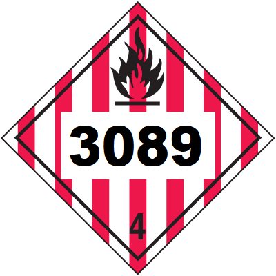 UN 3089 Hazmat Placard, Class 4, Tagboard