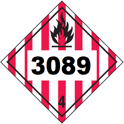 UN 3089 Hazmat Placard, Class 4, Vinyl