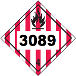 UN 3089 Hazmat Placard, Class 4, Tagboard