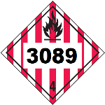 UN 3089 Hazmat Placard, Class 4, Vinyl